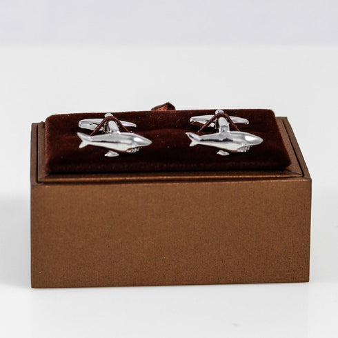 Shark Great White Cufflinks with a Presentation Gift Box & Polishing Cloth...
