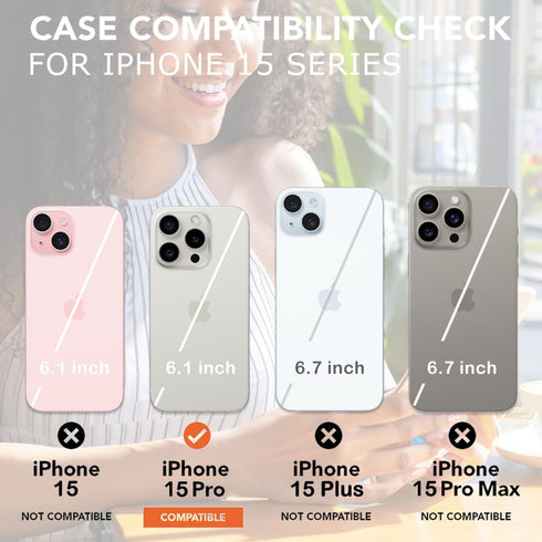 uCOLOR for iPhone 15 Pro Wallet Case with Card Holders for Women, Crossbody Zipper Protective Leather Case with Strap Wrist Ring RFID Kickstand De...