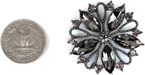 10 pcs Black Hollow Metal Flower Rhinestone Petals Sewing Coat Buttons -40mm -11/2"...