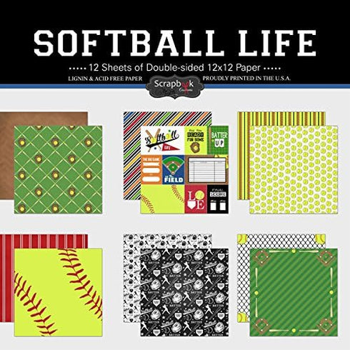 Scrapbook Customs 37623 Themed Paper Scrapbook Kit, Softball Life...