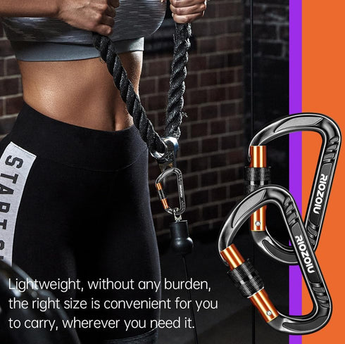 Heavy Duty Lightweight Locking Carabiner Clips 12KN D Ring for Camping Hiking Outdoor Gym etc, Carabiner with Lock Small Carabiners for Dog Leash ...