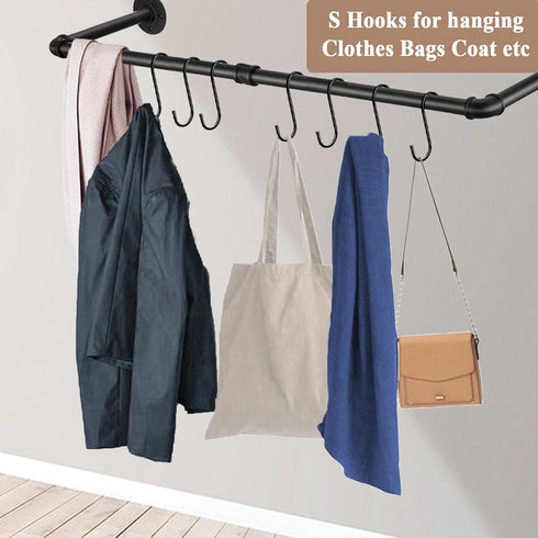 30 Pack Heavy Duty S Hooks Black Steel S Shaped Hooks for Hanging Jeans Pans Pots Plants Bags Towels Kitchen Closet Hooks Hanger, Large 3.5 inch...