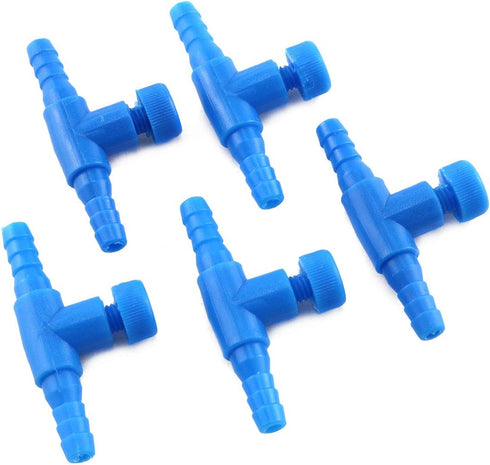 E-outstanding 5PCS T Shaped Control Valves Aquarium 2 Way Air Line Regulator Connector for Fish Tank Pump, 4mm...