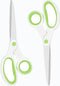 Left Handed Scissors for Adults Student Kids, 8" Heavy Duty Stainless Steel Lefty Scissors for Office, Home, Arts and Crafts, Green and White (2 P...