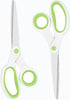 Left Handed Scissors for Adults Student Kids, 8" Heavy Duty Stainless Steel Lefty Scissors for Office, Home, Arts and Crafts, Green and White (2 P...