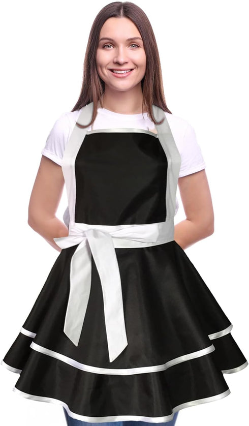 Violet Mist Retro Aprons for Women Cute 50s Vintage Black Lady apron Cake Cooking Sexy Lacy White French Maid Funny Apron Halloween Christmas Apro...