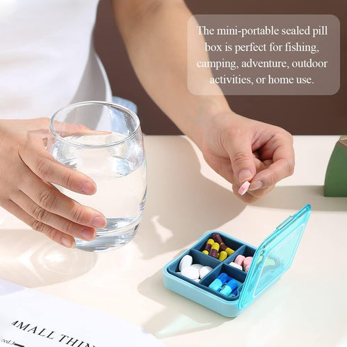 Berglander Travel Pill Organizer Pack of 3, 4 Compartments Medicine Organizer, Waterproof Pill Box, Portable Daily Small Pill Case for Medicines, ...