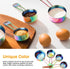9 Pcs Measuring Spoons and Cups Set Stackable Stainless Steel Measuring Cups and Spoons Rainbow with Engraved Measurements for Cooking, Mixing, Ba...