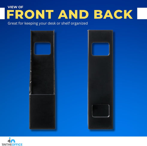 1InTheOffice Plastic Magazine File Holder, File Holder Organizer Box, 3 x 10 x 11.88, Recycled, Black, (2 Pack)...