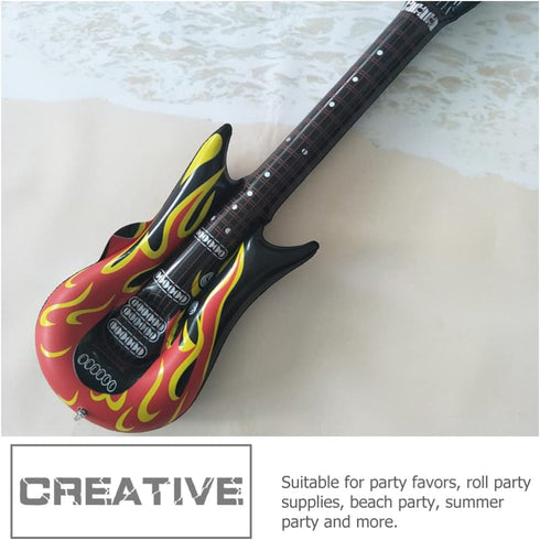 Zerodeko 6Pcs Inflatable Guitars, Blow Up Flame Guitar Toys Air Inflation Musical Instruments 80s 90s Rock and Roll Party Decorations Musicial Par...