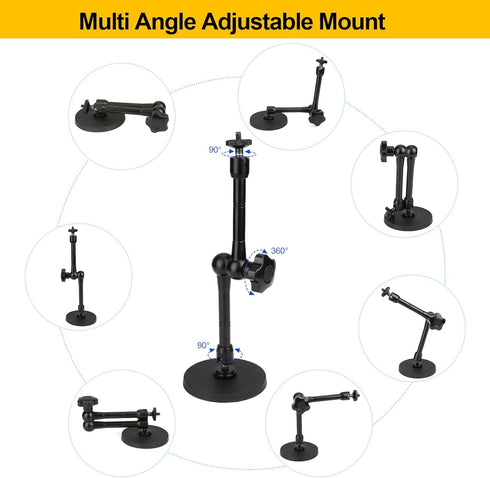 Magnetic Camera Mount for GoPro Hero/Insta 360 / DJI OSMO/AKASO Action Camera,3.46 inch Diam Magnetic Rubber Coating Base,10 inch Length Adjustabl...