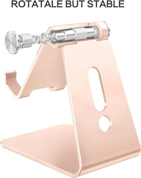 OMOTON Adjustable Cell Phone Stand, C2 Aluminum Desktop Phone Dock Holder Compatible with iPhone 15 14 13 Pro, SE, XR, 8 Plus 7 6, Samsung Galaxy,...