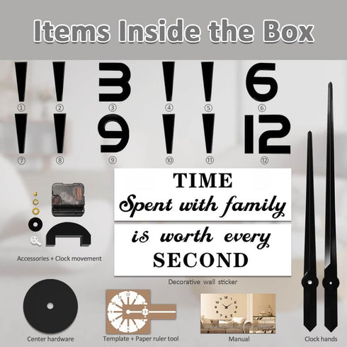 Mintime Large Wall Clock Battery Operated DIY Wall Clock for Modern Decorative Living Room/Office...