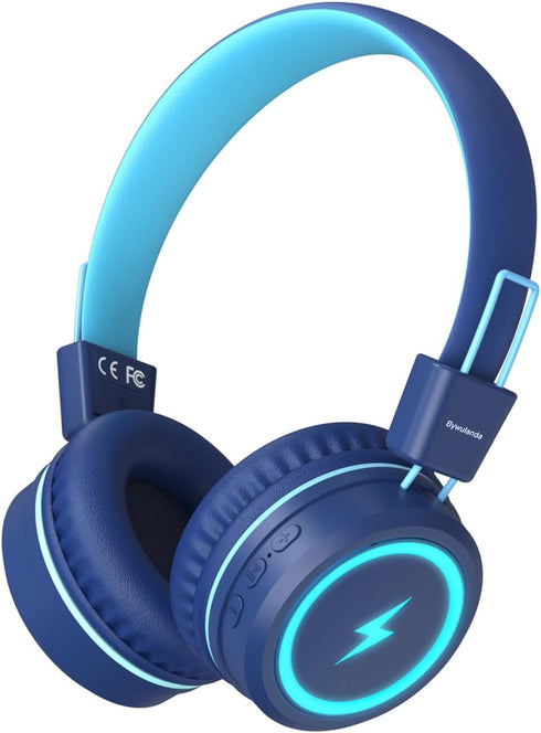 Kids Wireless Headphones with Colorful LED Lights, Foldable Children Headphone with Stereo Sound, 50H Playtime, 92dB Volume Limited Headphones On ...
