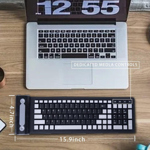 2.4G Wireless Silicone Keyboard, Portable Keyboard for Laptop, PC, Notebook and Travel, Flexible Foldable and Rollup Keyboard, Waterproof, Dustpro...