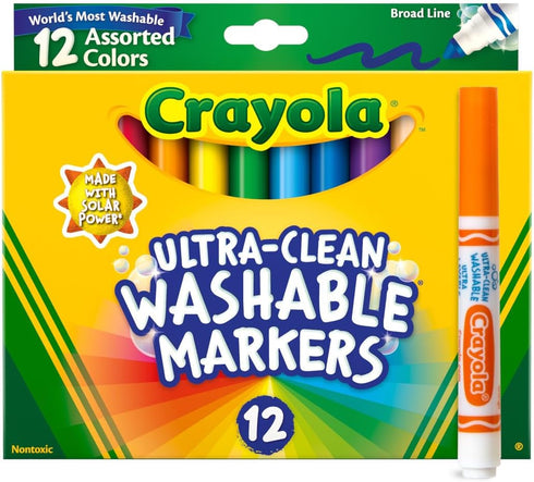 Crayola Broad Line Markers (12ct), Washable Markers for Kids, Classroom Supplies for Teachers, Kids Back to School Supplies, 3+...