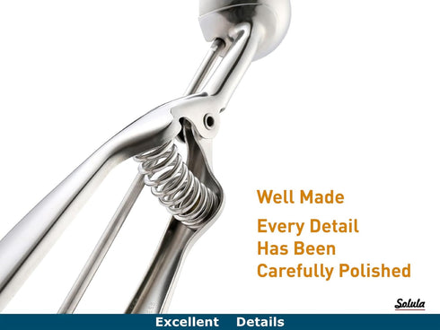 18/8 Stainless Steel Small Ice Cream Scoop Disher Cookie Scoop Melon Baller...
