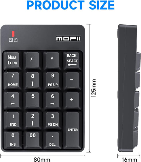 MOFII Bluetooth 5.1 Number Pad Wireless Numeric Keypad Silent 19 Keys USB Keypads, Portable Financial Accounting Numpad 10 Key for Laptop/Notebook...