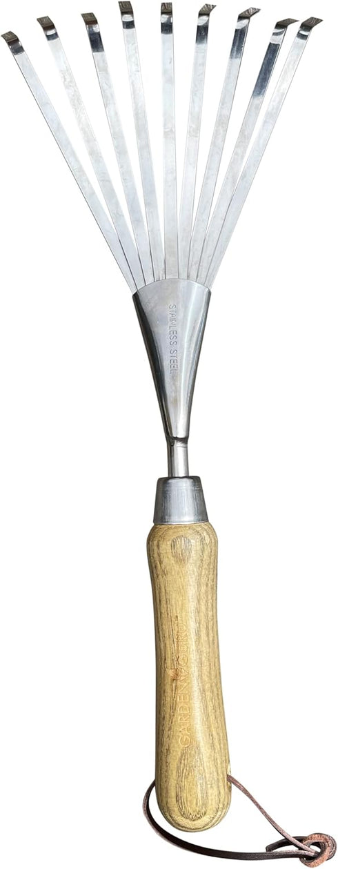 Garden Guru Eco Hand Rake Soil Tiller- 100% Recycled Stainless Steel - Rust Resistant - FSC Certified Wood Ergonomic Handle - Great for Gardening,...