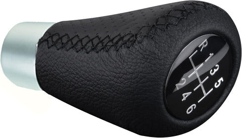 Abfer 6 Speed Shift Knob Leather Gear Stick Shifter Knobs Fit for Most Manual Transmission Vehicle Truck, Black...