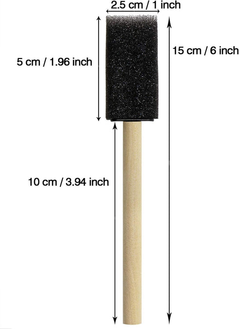 1 Inch Sponge Brushes for Painting DIY Crafts Foam Paint Brush with Wooden Handles for Staining Stencils Art Project Decoupage Acrylics Varnishes ...