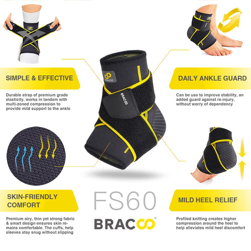 Bracoo 2 Pack Ankle Brace Compression Sleeve for Women & Men, Adjustable Ankle Support Strap for Sprained, Plantar Fasciitis, Pain Relief, Injury ...