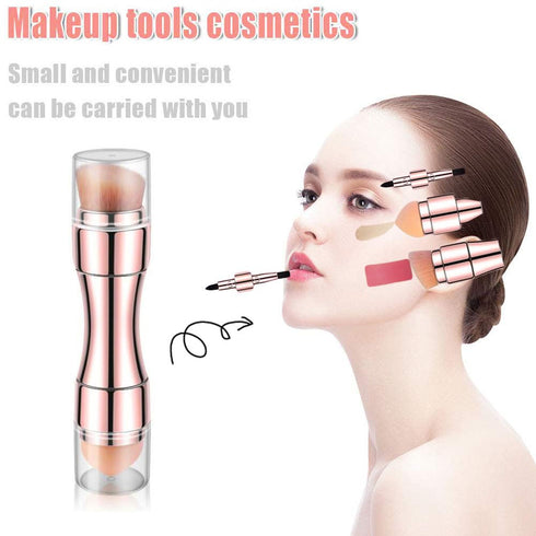 Bling Toman 4 in 1 Makeup Brushes Set, Eyeshadow Eye Lip Face Concealing Blush Foundation Brush Brochas De Maquillaje Mini Makeup Brush (rose gold...
