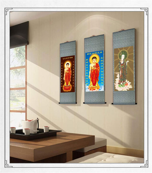 Zzooi Ksitigarbha Silk Hanging Painting Wall Art Hanging Scroll,Ksitigarbha Bodhisattva...