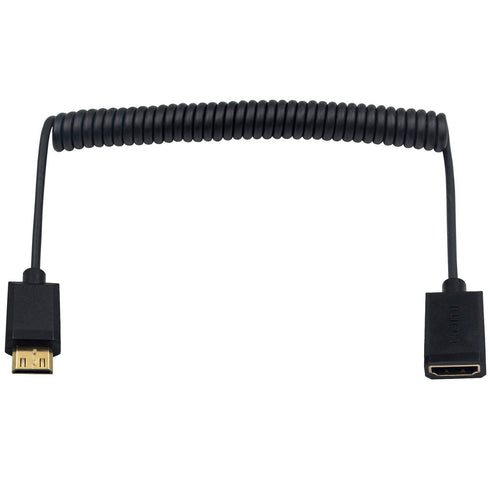 Duttek Mini HDMI to HDMI Cable, HDMI to Mini HDMI Coiled Cable, Mini HDMI Male to HDMI Female Adapter Cable Support 1080P Full HD, 3D, for Camera,...