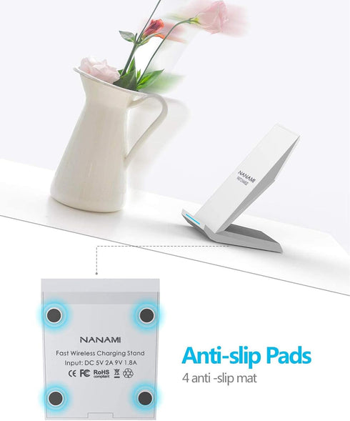 Fast Wireless Charger, NANAMI Qi Certified Wireless Charging Stand Compatible iPhone 15/14/13/12/11 Pro/XS Max/XR/8, Samsung Galaxy S24/S23/S22/S2...