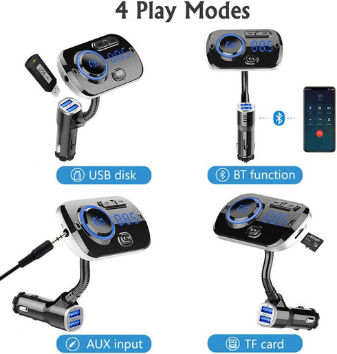 Bluetooth 5.0 FM Transmitter for Car Wireless FM Radio Adapter Car Kit Hands-Free Dual USB Ports with QC3.0 Support SIRI/Google Voice Assistant AU...