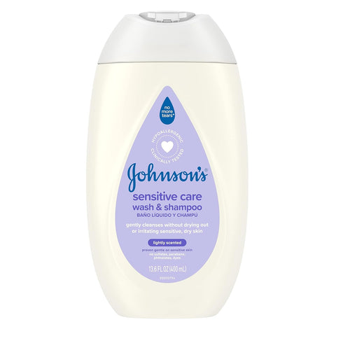 Johnson's Baby Sensitive Care Baby Body Wash & Shampoo, Daily Moisturizing 2-in-1 Baby Wash & Shampoo to Gently Cleanse Dry, Sensitive Skin, Light...