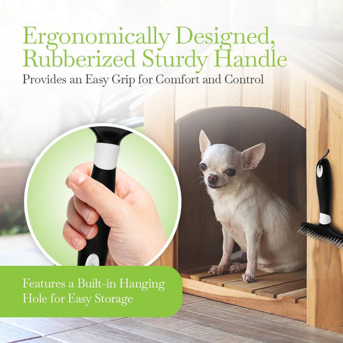Fuller Brush Undercoat Pet Rake - 33 Sturdy Tapered Steel Pins Inset into Polypropylene Head - Ergonomically Designed Rubberized Handle - Reduce T...