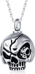 Trendy Stainless Steel Skull Pet Urn Ashes Pendant Necklace Memorial Ash Keepsake Cremation Jewelry...
