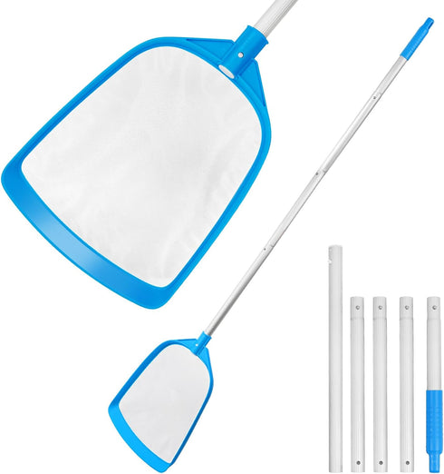 Pool Leaf Skimmer Net Ultra Fine Mesh with Aluminum Poles 5 Sections 6 Feet Swimming Pool Cleaning Net Leaf Catcher for above Ground Pools Ingroun...