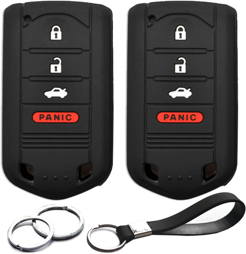 2pcs Compatible with Acura ILX RDX TL ZDX Black Key Fob Cover Case Key Chain Protector Keyless Remote Holder Smart 4 Buttons...