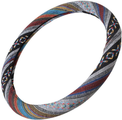 Woven Boho Bohemian Hippie Saddle Blanket Style Steering Wheel Cover for Women - Fits Most Standard Wheel Sizes 14.5 - 15 inch Woven Style - Aztec...