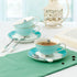 Cup& Saucer Set Bone China Porcelain Tea Coffee Cup for Breakfast Afternoon Tea- Blue Stripe Pattern (1)...