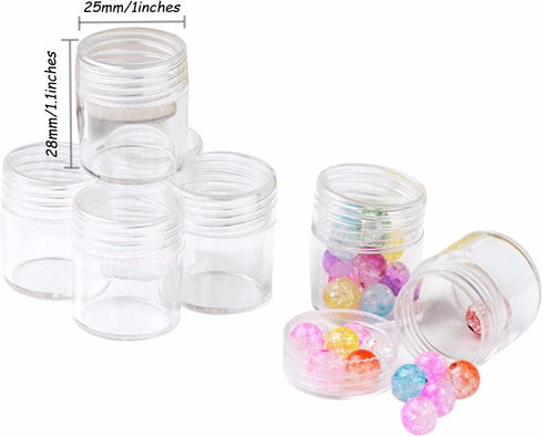 TDOTM Clear Plastic Bead Storage with 30 Pieces Storage Jars Container Bottle with Lid Embroidery Diamond Painting Transparent Accessory Box Organ...
