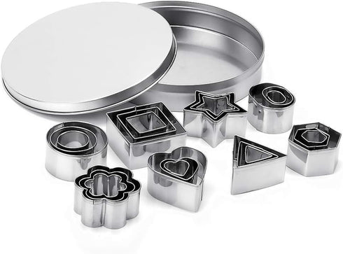 Mini Metal Cookie Cutters Set, Geometric Shapes Cookie Biscuit Cutter Set, Star Flower Hexagon Round Heart Square Triangle Oval Stainless Steel Cu...