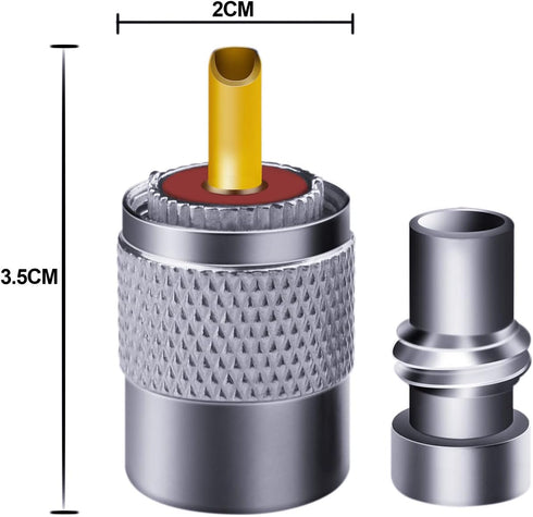 PL259 Coaxial Connectors 6 Pcs PL-259 UHF Male Solder Connector Plug with Reducer, Teflon Material 50ohm for RG59 RG8 RG8x LMR400 RG213 Coaxial Ca...
