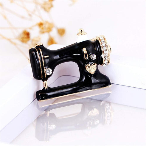 1 PCS Cute Sewing Machine Brooch Pins for Women Wedding - Black Enamel...
