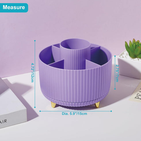 Desk Pencil Pen Holder, 5 Slots 360 Degree Rotating Pencil Pen Organizers for Desk Desktop Storage Stationery Supplies Organizer Cute Pen Cup for ...