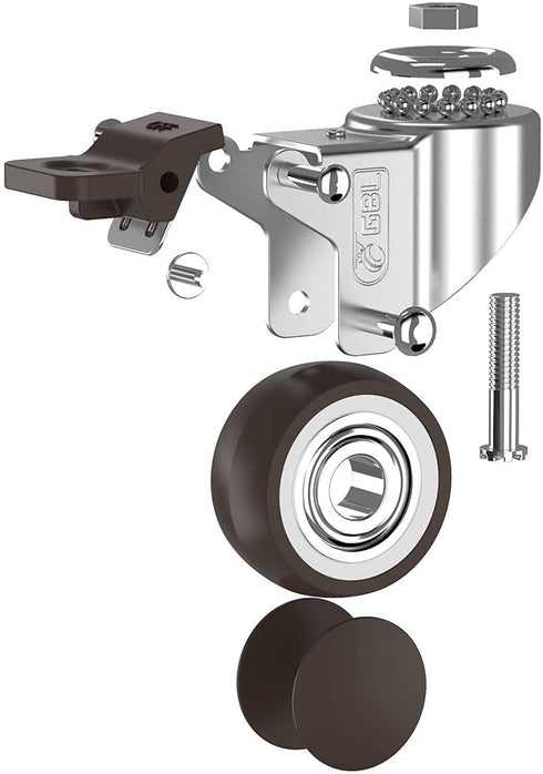 GBL 1" inch Small Caster Wheels with 2 Brakes + Screws M6x15mm - 90Lbs - Low Profile Castor Wheels with Brakes - Set of 4 No Floor Marks Silent Ca...