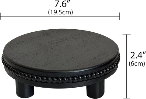Farmhouse Beaded Wood Tray Risers for Display, 7.6” Wooden Decorative Tray for Kitchen Home Decor, Display Pedestal Stand for Countertop, Black Ro...