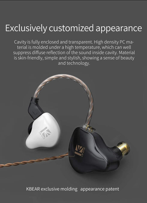 Kinboofi KBEAR KS1 Earphone, HiFi in Ear Monitor, Noise Canceling Earbuds Headphone Dynamic Headset with Detachable 2 Pin Cable (White No Mic)......