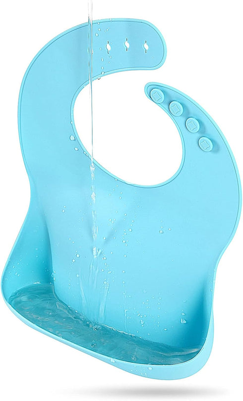 Silicone Bibs for Babies Toddler Set of 3, BPA Free, Soft Adjustable Waterproof Bibs for Feeding Essentials...