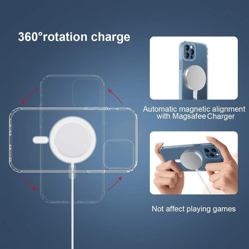 Magnetic Clear Case for iPhone 11 Pro with Mag-Safe Wireless Charging,Anti-Yellow Soft Silicone TPU Protective Case with Magnets Crystal Clear Cov...