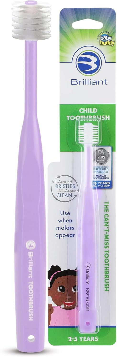 Brilliant Oral Care Child Toothbrush with Soft Bristles and Round Head, for a Kid Approved, Easy to Use All-Around Clean Mouth, Ages 2-5 Years, Li...