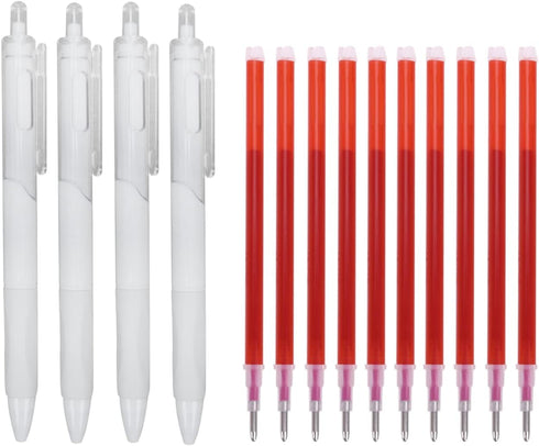50Pcs Heat Erase Fabric Marking Pens Refills with 4 Retractable Pen Holders Iron-Off Water Soluble Ink Auto-Vanishing Pen Clothes Sewing Marker Pe...